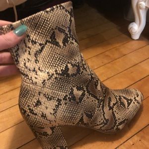 Snakeskin booties